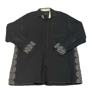 KROME Class Black‎ Embroidered Western Ranch Button Down Shirt 2xl
